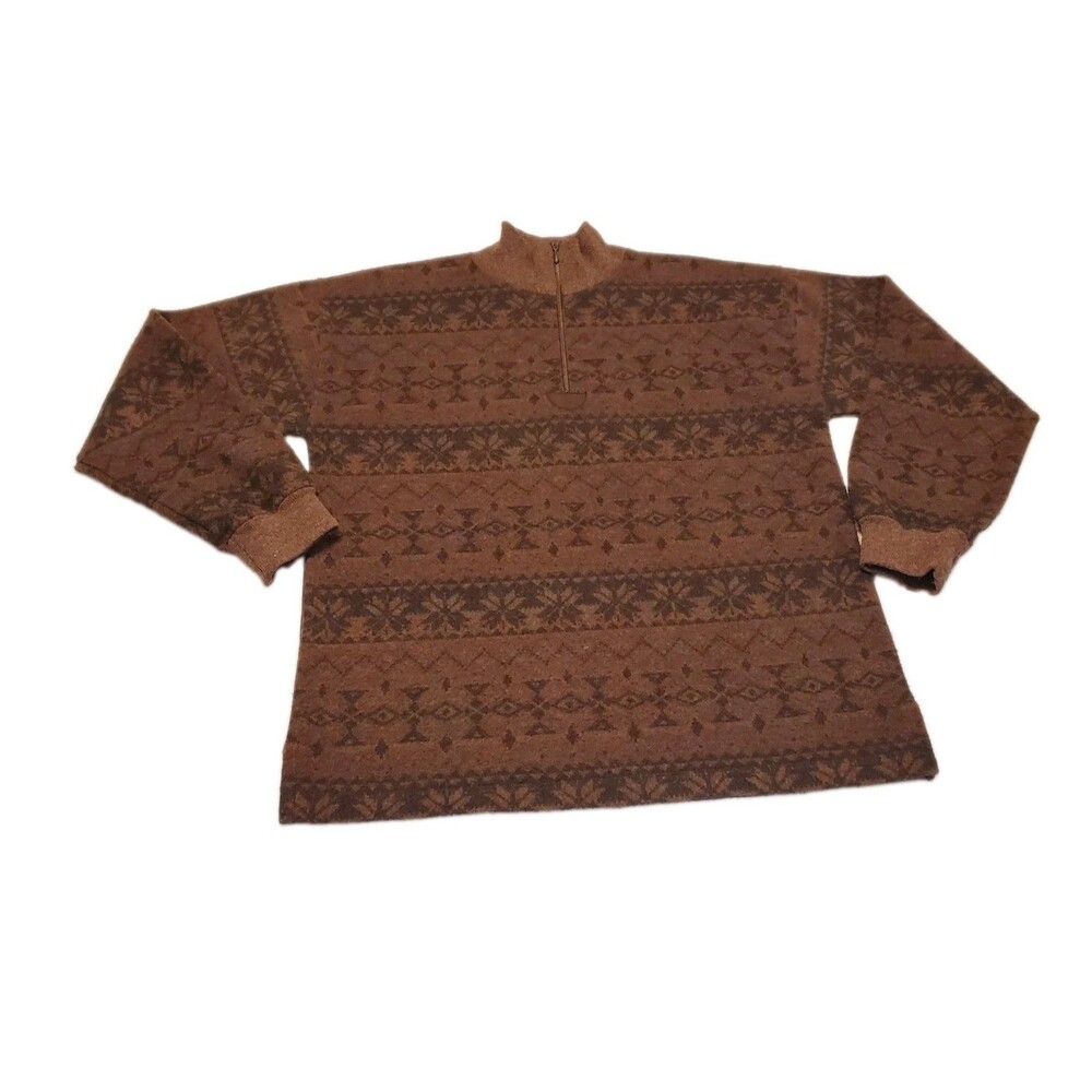 Vtg LL Bean Womens Sz M 1/4 Zip Alpaca Pull Over Sweater Made In Italy Brown